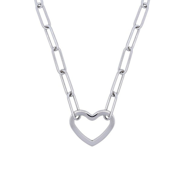 Open Heart Paperclip Chain Necklace in Sterling Silver - Samsclub.com