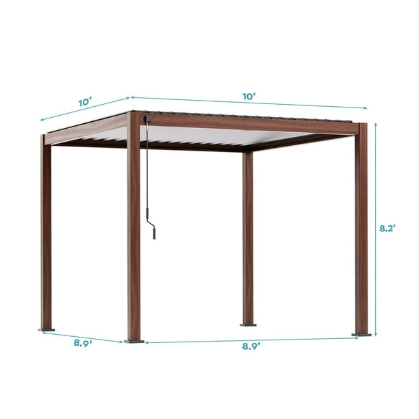 Mirador Takasho Acacia Finish Louvered Pergola, Choose Size