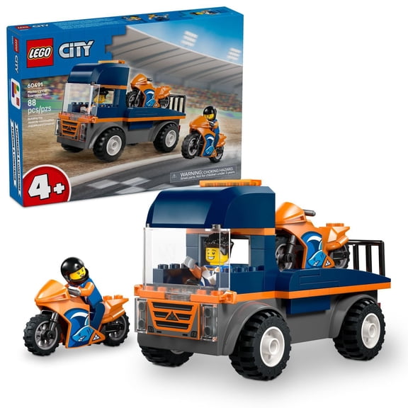 LEGO City Motorcycle Transporter Toy for Kids, 88 pc.