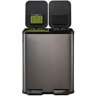Simpli-Magic 16 Gallon (30L x 30L) Dual Compartment Step Trash Can, Multiple Colors – Kitchen Garbage Can with Slow-Close Lids – Waste & Recycling Bins, Odor Control, Hands-Free, Easy to Clean