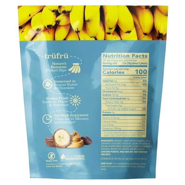 Tru Fru Bananas in Peanut Butter & Dark Chocolate, Frozen, 18 oz