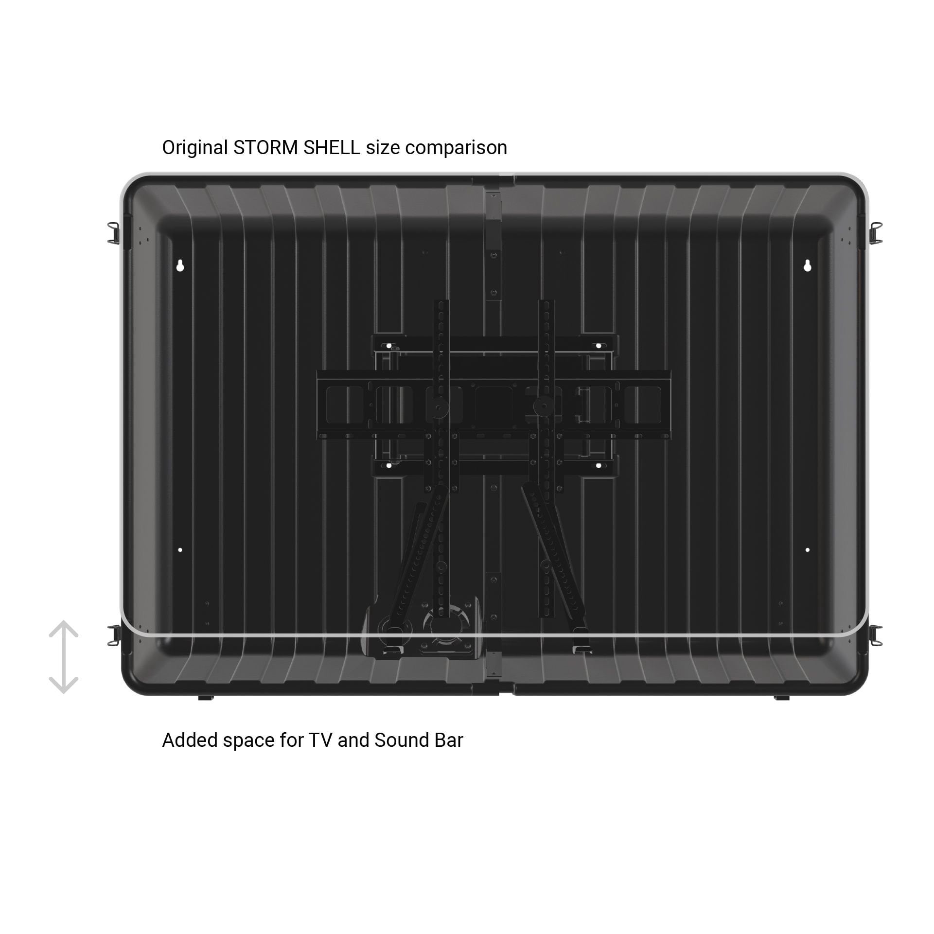 Storm Shell XL Weatherproof Outdoor TV and Soundbar enclosure for