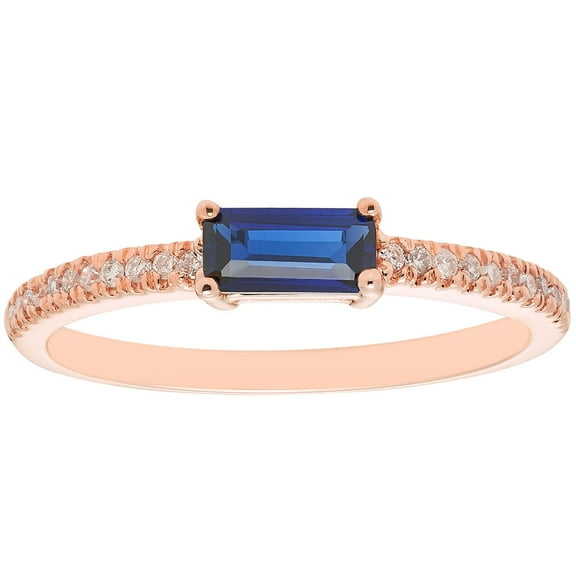 Baguette Cut Gemstone and 0.10 CT. T.W. Diamond Ring in 14K Gold