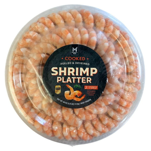 Member's Mark Shrimp Platter with Cocktail Sauce, Frozen, 2.5 lbs.