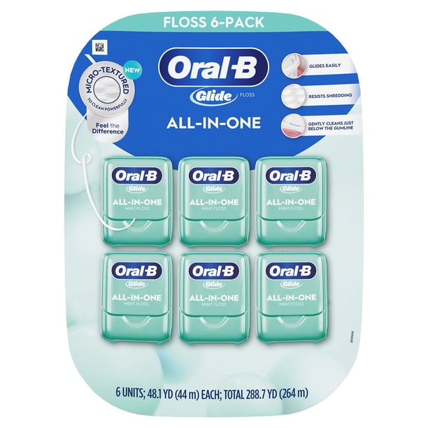 Oral-B Glide All-In-One Mint Flavor Dental Floss, 44 m, 6 pk 