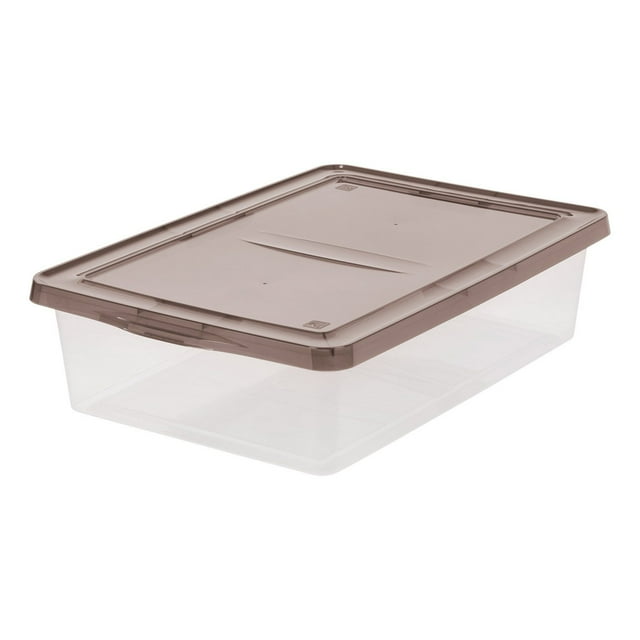 IRIS USA, 28 Quart Underbed Snap Lid Clear Plastic Storage Container, 16.25" W x 24" L x 6" H, 6 Piece Set