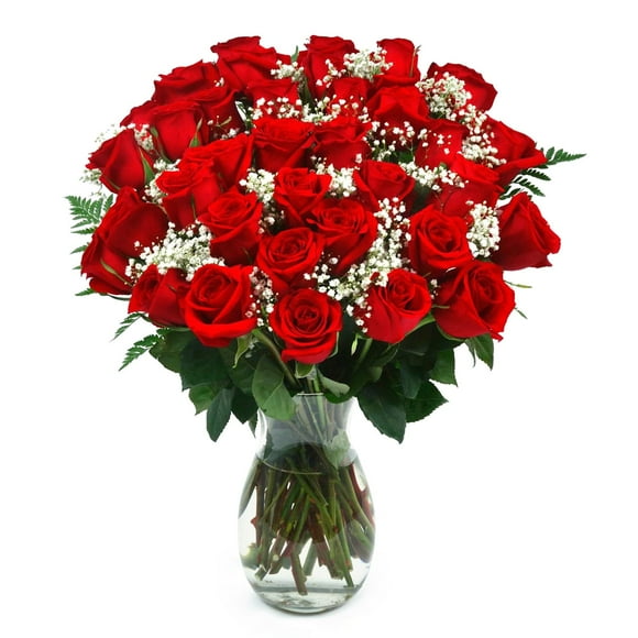 Member's Mark Classic Red Rose Vase Arrangement, 36 stems