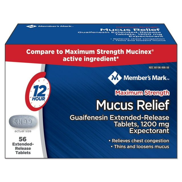 Member's Mark Maximum Strength Mucus Relief Extended Release Tablets 56 ct.