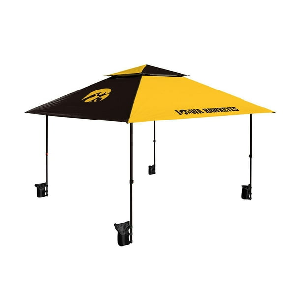 iowa hawkeye patio umbrella MASTERCANOPY 9ft 3-Tier Olefin 5-Year-Non-Fading Take your team pride to the beach with the Iowa Hawkeyes Black Beach Umbrella Logo Brands Iowa Hawkeyes 12'x12'