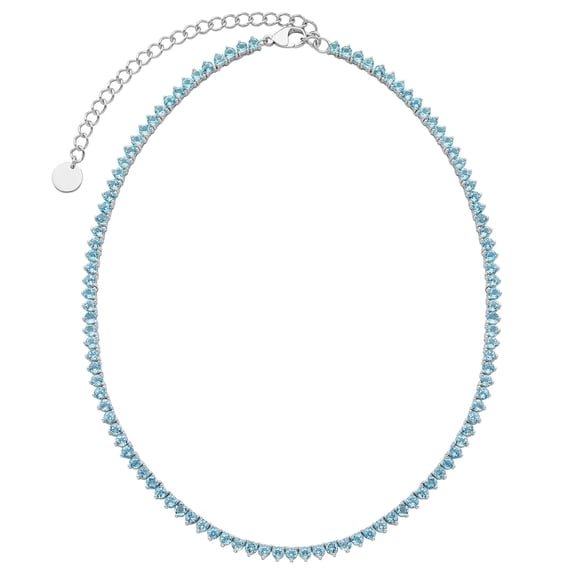 Round Cut Lab Created Tennis Necklace in Sterling Silver