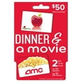 thumbnail image 1 of AMC Theatres + Applebee's Dinner and a Movie $50 Gift Card Multi-Pack, 2 x $25, 1 of 1