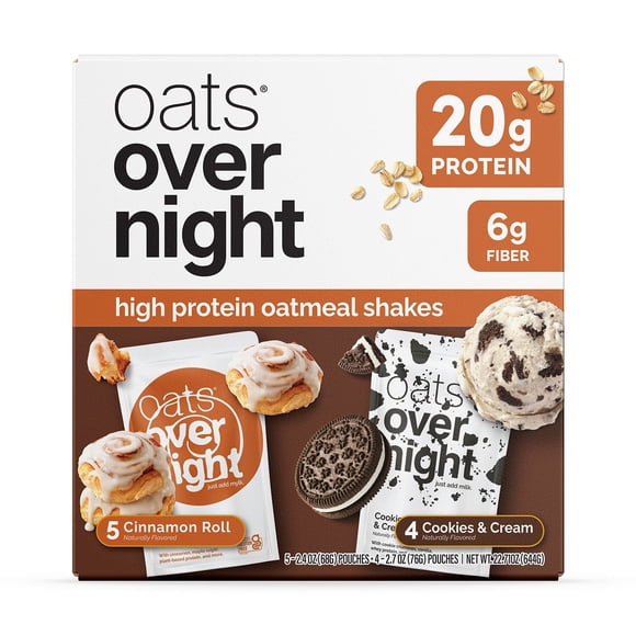 Oats Overnight High Protein Oatmeal Shakes, Variety Pack, 9 ct.