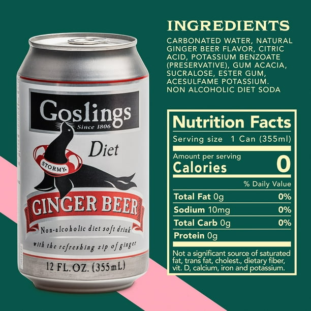 Goslings Diet Non-Alcoholic Ginger Beer, 12 fl. oz. can, 24 pk