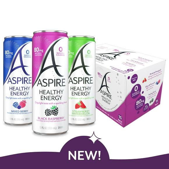 Aspire Healthy Energy Drinks Variety Pack, 12 fl. oz., 15 pk.