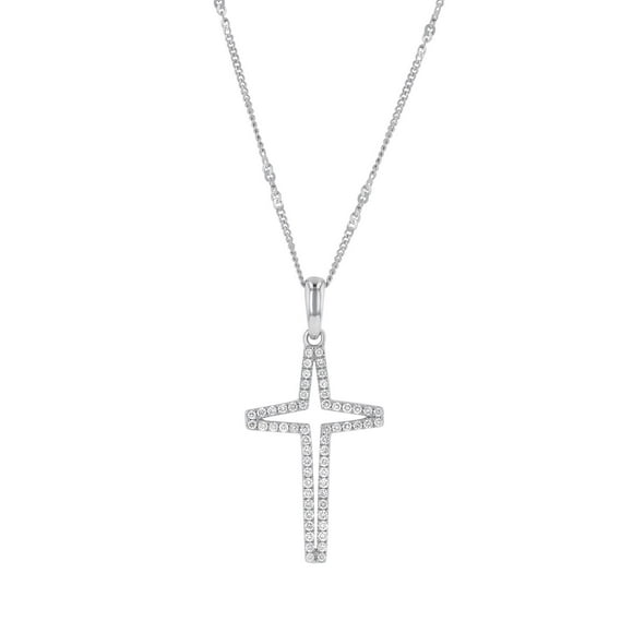 0.30 CT. T.W. Round Cut Cross Diamond Pendant Necklace in 14K Gold