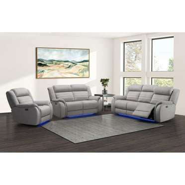 Tristan 3pc Fabric Power Reclining Set with Heat and Massage, Gray