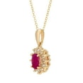 thumbnail image 2 of Oval Cut Gemstone & 0.18 CT. T.W. Starburst Pendant Necklace in 14K Gold, 2 of 3