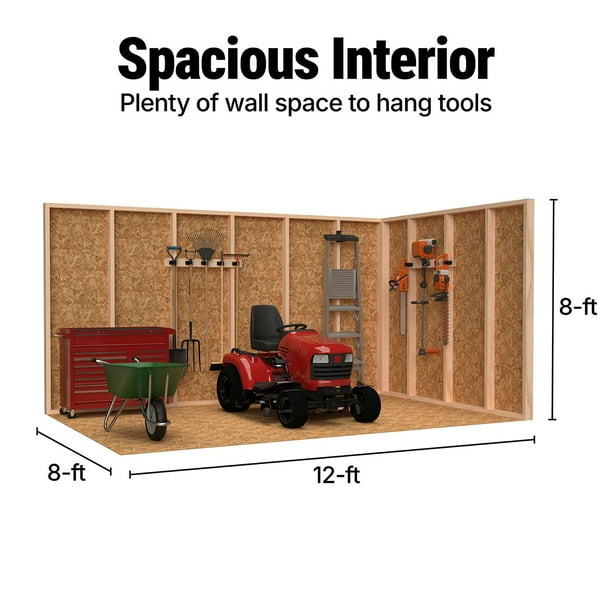 Handy Home Products Barn 8' x 12' Outdoor Wooden Shed, Choose