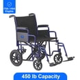 thumbnail image 1 of Medline Heavy Duty Transport Chair supports up to 450 lbs., 22" x 18" seat, Blue, 1 of 6
