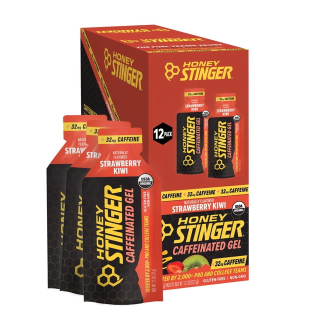 Honey Stinger Energy Gel, Strawberry Kiwi, 32mg Caffeine, 1.1 oz., 12 pk.