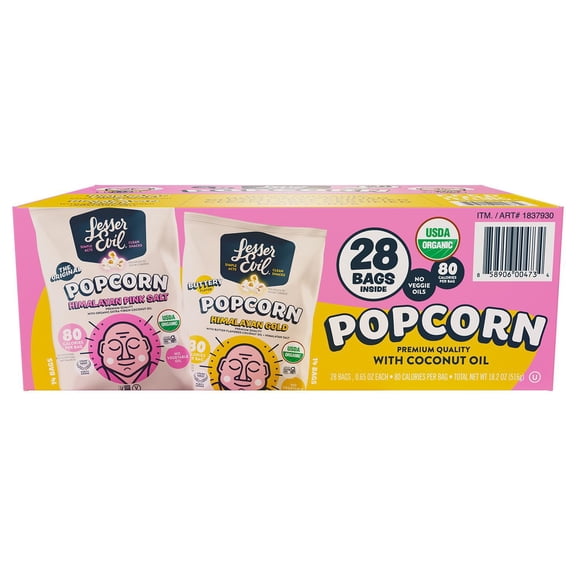 Lesser Evil Premium Popcorn Variety Pack, 0.65 oz., 28 pk.
