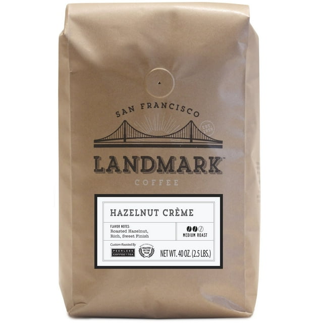 Landmark Medium Roast Whole Bean Coffee, Hazelnut Creme, 40 oz.