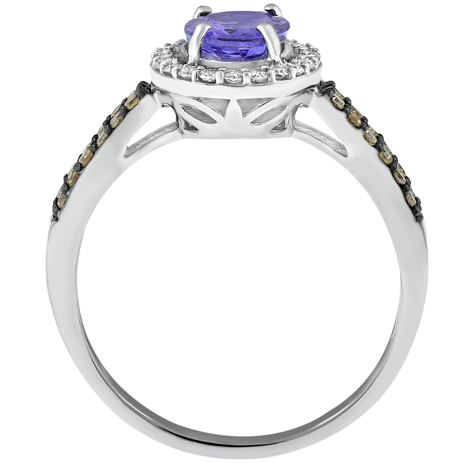 Bonyak Jewelry Oval Tanzanite & Diamond Ring In Sterling Silver