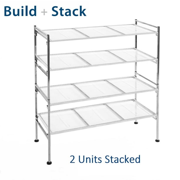 Seville Classics 2-Tier Steel Mesh Utility Shoe Rack, W x