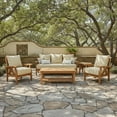 thumbnail image 4 of Cambridge Casual Salinas Teak Patio Set with Tan Cushions, 5pc, 4 of 13