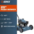 thumbnail image 2 of SENIX 20" 144cc 4-Cycle Gas Push Lawn Mower with Side Discharge, 2 of 11