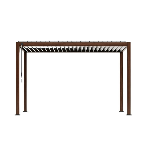 Mirador Takasho Acacia Finish Louvered Pergola, Choose Size