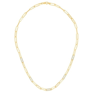 Diamond Paperclip Necklace in 14K Yellow Gold