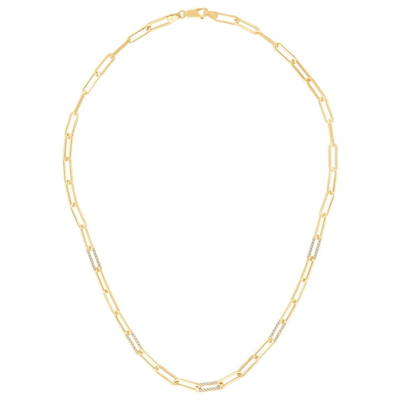 Diamond Paperclip Necklace in 14K Yellow Gold