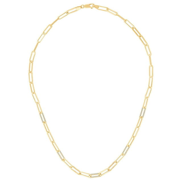 Diamond Paperclip Necklace in 14K Yellow Gold