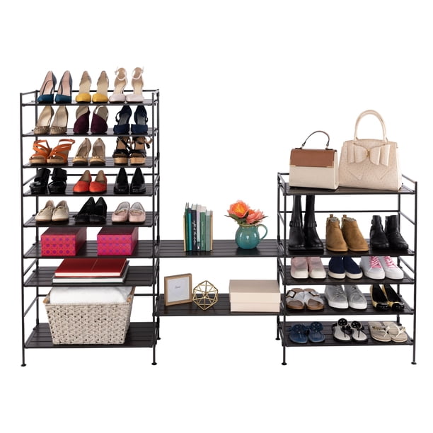 Seville Classics 3-Tier Resin Slat Shoe Rack, 26.5