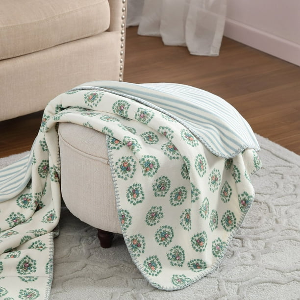 Laura Ashley Coco Plush Reversible Throw, 60