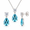 thumbnail image 1 of Round and Pear Cut Gemstone Pendant and Earring Set in Sterling Silver, 1 of 6