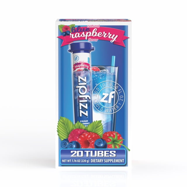 Zipfizz Energy Multi-Vitamin Hydration Drink Mix, Blue Raspberry, 20 ct.