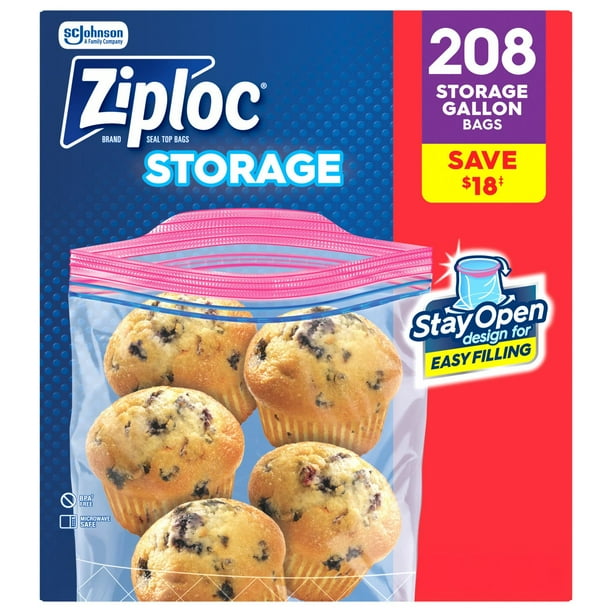 Ziploc Gallon Storage Bags, 208