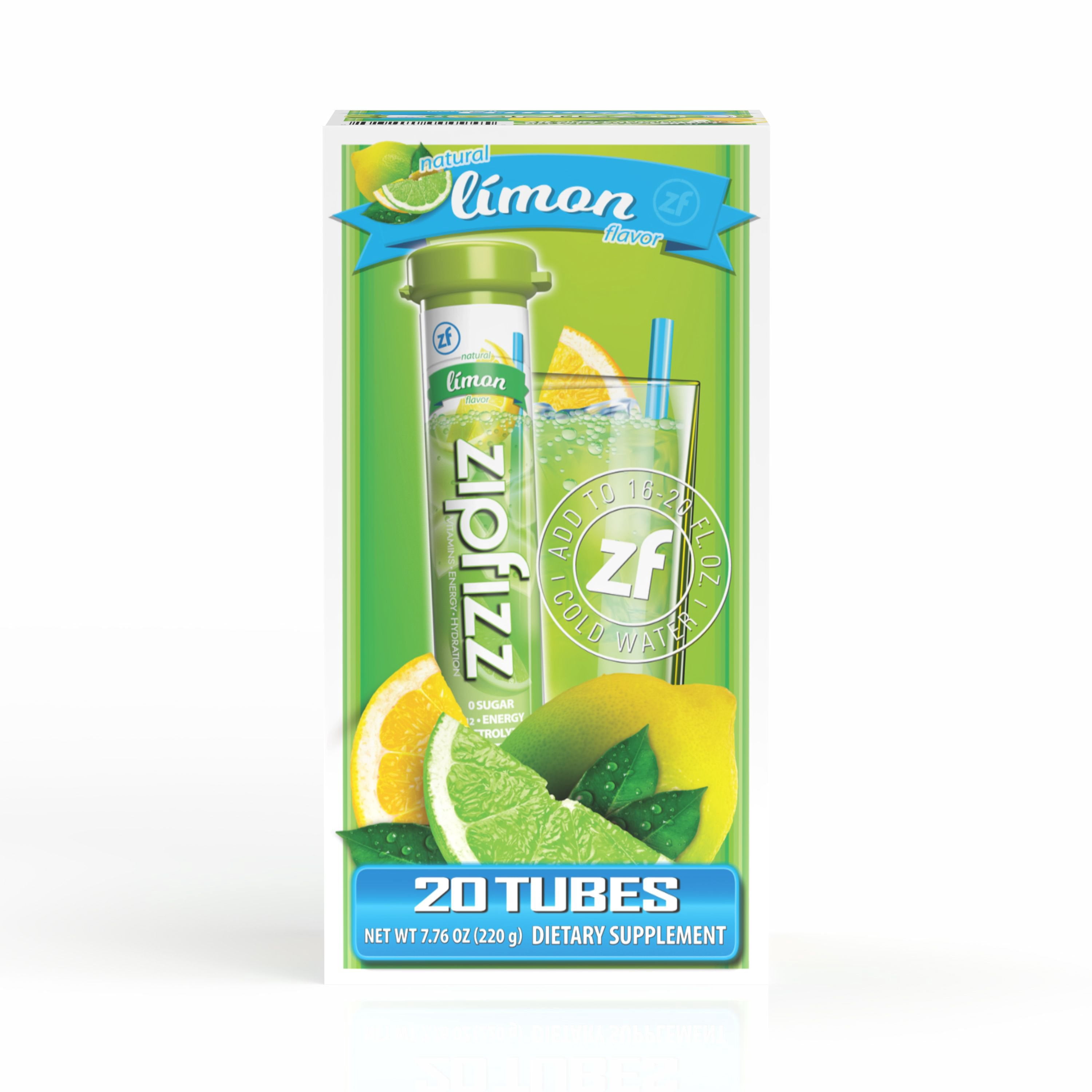 Zipfizz Energy Multi-Vitamin Hydration Drink Mix, Limon, 20 ct