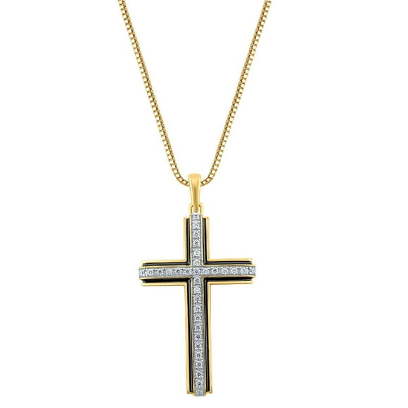 0.46 CT. T.W. Round Cut Diamond Cross Pendant Necklace in 14k Gold
