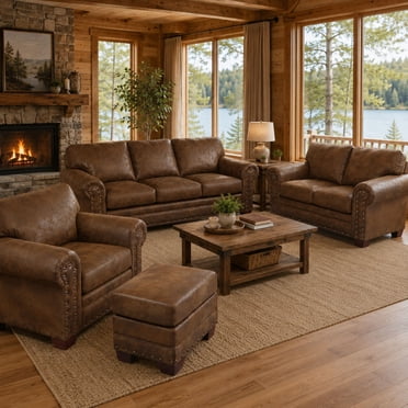Buckskin Nailhead 4-Piece Living Room Set