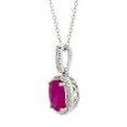 thumbnail image 2 of Oval Cut Genuine Gemstone & 0.11 CT. T.W. Diamond Halo Pendant Necklace in 14K Gold, 2 of 4