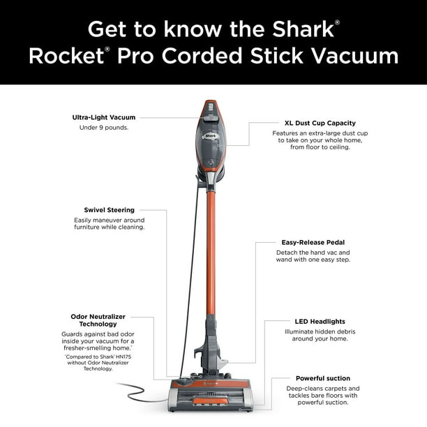 Shark Rocket Pro Corded Stick Vacuum with Odor Neutralizer