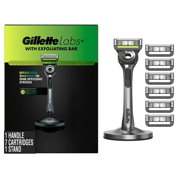 GilletteLabs Men's Razor with Exfoliating Bar, 1 Handle, 7 Refills