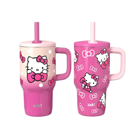 Zak Designs 16-oz Stainless Steel Double-Wall Tumbler for Kids with Straw, 2-Piece Set