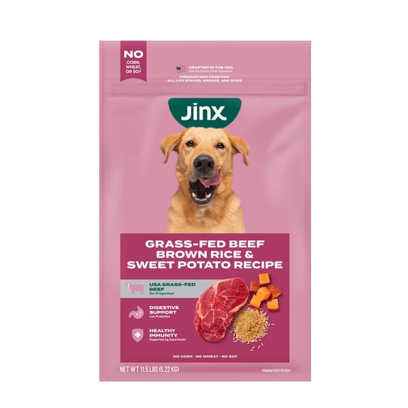 Jinx Grass-Fed Beef Brw Rice & Swt Pot Dry Dog Food, 23.5 lb.