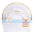 thumbnail image 1 of Tableluxe Premium Disposable Round White with Gold Trim Plastic Plates, 7" & 10", 48 ct., 1 of 6