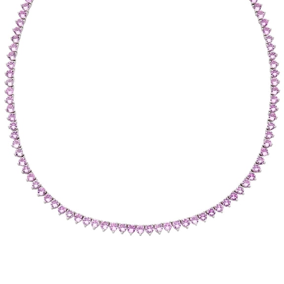 Round Cut Lab Created Tennis Necklace in Sterling Silver