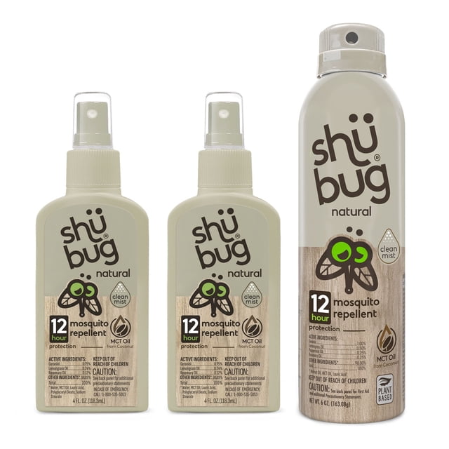Shubug Natural Clean Mist Insect Repellent Bug Spray and Pump Bundle Pack